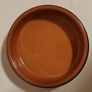 Arbresa Fired and Glazed Brown Clay Dish with Black Rim